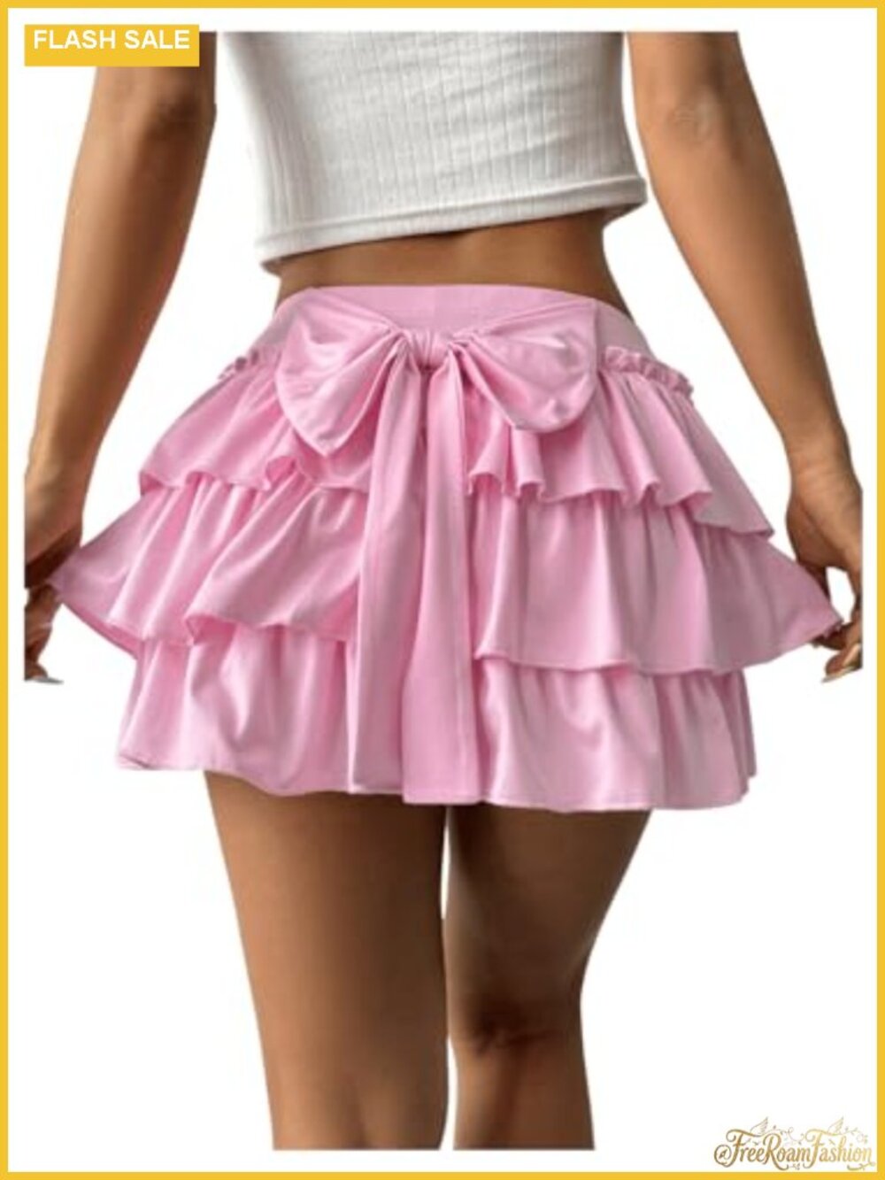 Y2k Bow Ruffle Mini Skirt Cute Gingham Layered Skort Low Waist Women